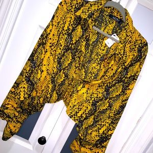 Yellow Snake print crop top